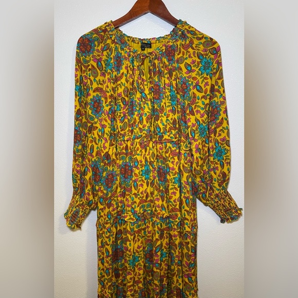 House of Harlow 1960 boho floral paisley print  long sleeve maxi dress size M - Picture 3 of 12